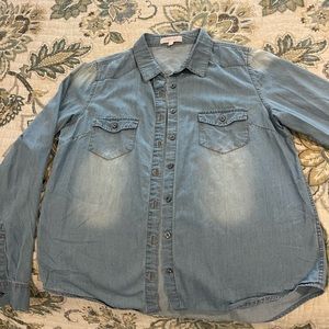 Denim bleach washed button down